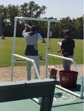 Two men doing a shooting activity